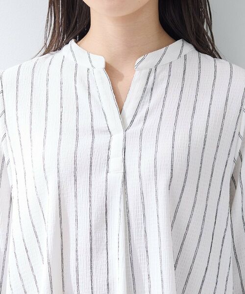 INDIVI / インディヴィ カットソー | 【洗える／着心地楽ちん】ブラウス風ストライプカットソートップス | 詳細17