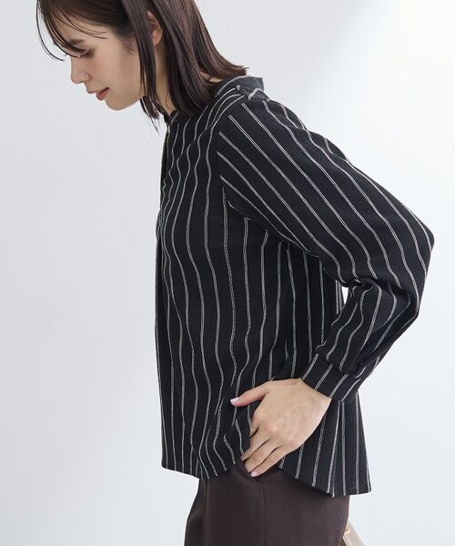 INDIVI / インディヴィ カットソー | 【洗える／着心地楽ちん】ブラウス風ストライプカットソートップス | 詳細6