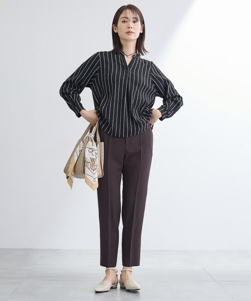 INDIVI / インディヴィ カットソー | 【洗える／着心地楽ちん】ブラウス風ストライプカットソートップス | 詳細7