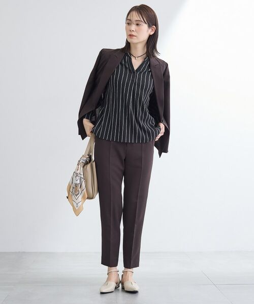 INDIVI / インディヴィ カットソー | 【洗える／着心地楽ちん】ブラウス風ストライプカットソートップス | 詳細8