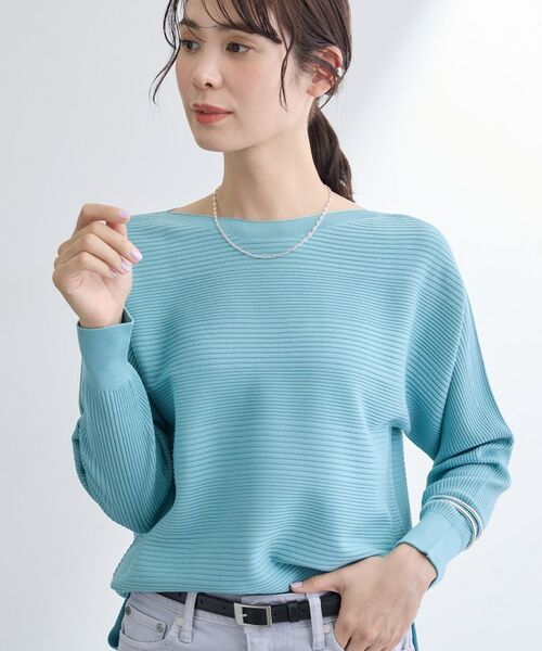 INDIVI / インディヴィ ニット・セーター | 【洗える/キレイ色】体型カバー無縫製ニット(ブルー(092))