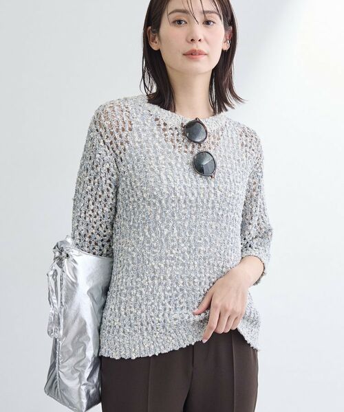 INDIVI / インディヴィ ニット・セーター | 【洗える／ラメ混／5分袖】イタリア糸ファンシーヤーンニット | 詳細10