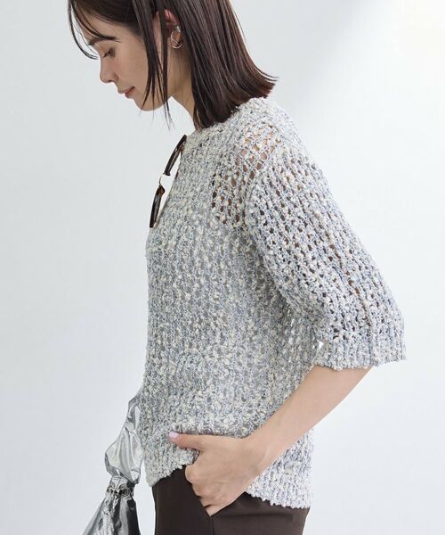 INDIVI / インディヴィ ニット・セーター | 【洗える／ラメ混／5分袖】イタリア糸ファンシーヤーンニット | 詳細11