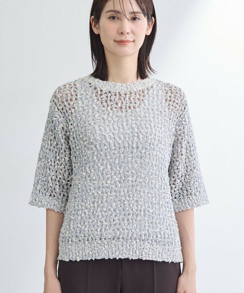 INDIVI / インディヴィ ニット・セーター | 【洗える／ラメ混／5分袖】イタリア糸ファンシーヤーンニット | 詳細14