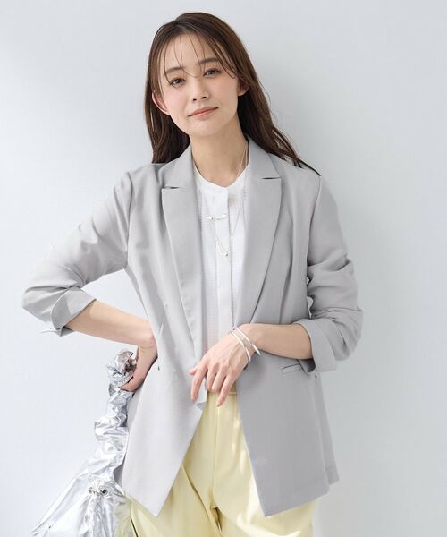 INDIVI / インディヴィ テーラードジャケット | 【洗える/UVケア/麻調】シングルジャケット | 詳細2