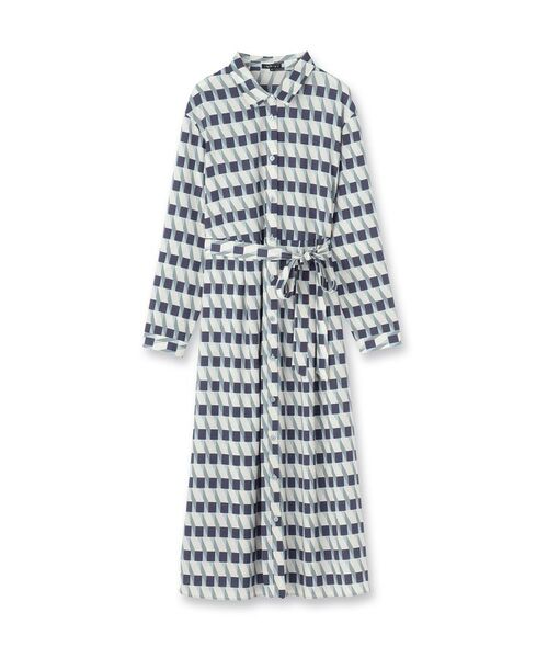 INDIVI / インディヴィ ロング・マキシ丈ワンピース | 【洗える/2WAY】ベルト付き ジオメトリック柄 シャツワンピース | 詳細1