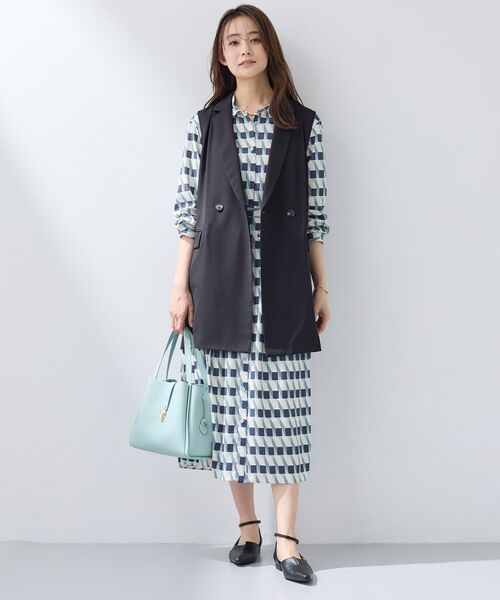 INDIVI / インディヴィ ロング・マキシ丈ワンピース | 【洗える/2WAY】ベルト付き ジオメトリック柄 シャツワンピース | 詳細4
