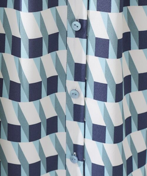 INDIVI / インディヴィ ロング・マキシ丈ワンピース | 【洗える/2WAY】ベルト付き ジオメトリック柄 シャツワンピース | 詳細5