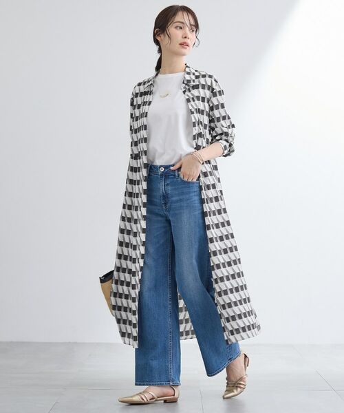 INDIVI / インディヴィ ロング・マキシ丈ワンピース | 【洗える/2WAY】ベルト付き ジオメトリック柄 シャツワンピース | 詳細8