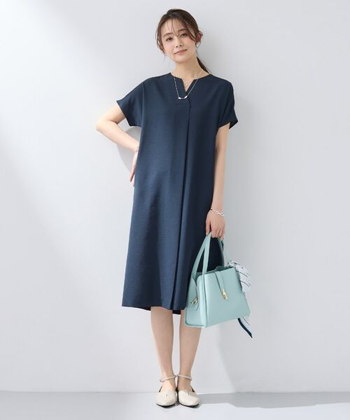 INDIVI / インディヴィ ミニ丈・ひざ丈ワンピース | 【洗える/UVケア/麻調】スキッパーワンピース | 詳細11
