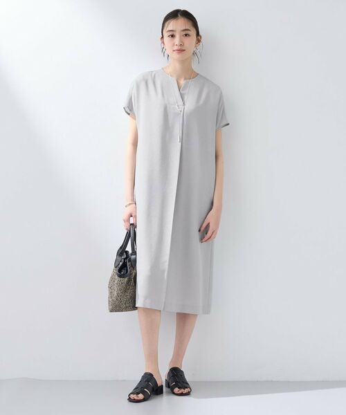 INDIVI / インディヴィ ミニ丈・ひざ丈ワンピース | 【洗える/UVケア/麻調】スキッパーワンピース | 詳細3