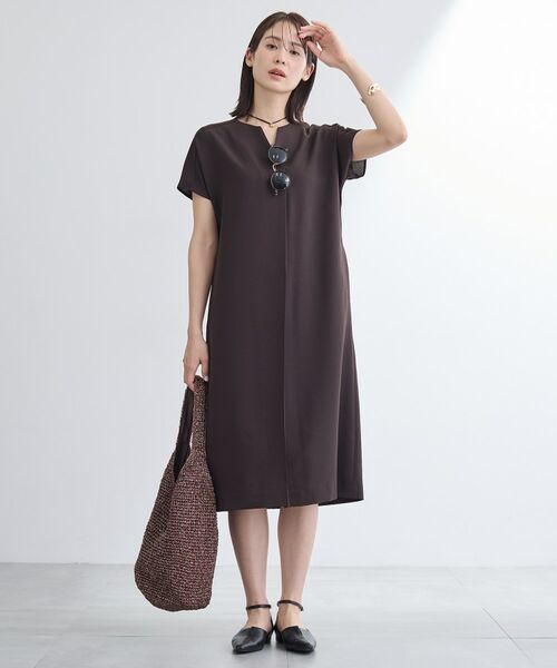 INDIVI / インディヴィ ミニ丈・ひざ丈ワンピース | 【洗える/UVケア/麻調】スキッパーワンピース | 詳細7