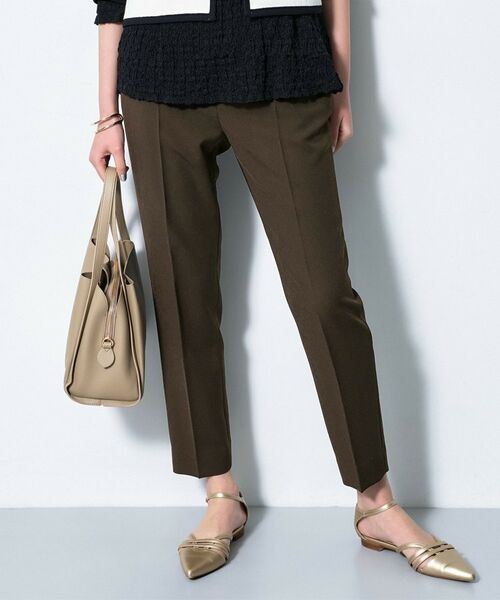 INDIVI / インディヴィ パンツ | 【洗える／UVケア／麻調】テーパードパンツ（ブラウン(644)）