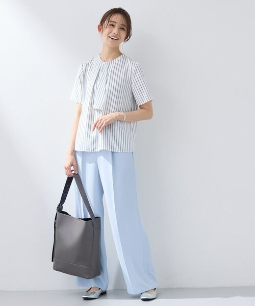 INDIVI / インディヴィ シャツ・ブラウス | 【洗える/UVケア】ストライプ柄&無地 ボウタイ風 半袖ブラウス | 詳細11