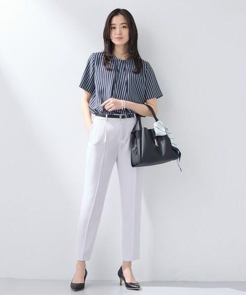 INDIVI / インディヴィ シャツ・ブラウス | 【洗える/UVケア】ストライプ柄&無地 ボウタイ風 半袖ブラウス | 詳細15