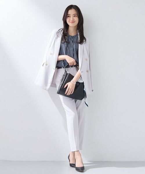 INDIVI / インディヴィ シャツ・ブラウス | 【洗える/UVケア】ストライプ柄&無地 ボウタイ風 半袖ブラウス | 詳細16