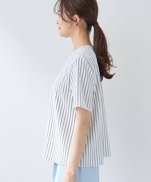 INDIVI / インディヴィ シャツ・ブラウス | 【洗える/UVケア】ストライプ柄&無地 ボウタイ風 半袖ブラウス | 詳細23