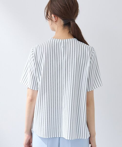 INDIVI / インディヴィ シャツ・ブラウス | 【洗える/UVケア】ストライプ柄&無地 ボウタイ風 半袖ブラウス | 詳細24