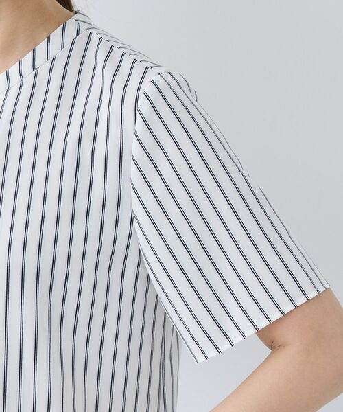 INDIVI / インディヴィ シャツ・ブラウス | 【洗える/UVケア】ストライプ柄&無地 ボウタイ風 半袖ブラウス | 詳細27