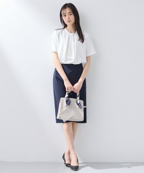 INDIVI / インディヴィ シャツ・ブラウス | 【洗える/UVケア】ストライプ柄&無地 ボウタイ風 半袖ブラウス | 詳細3