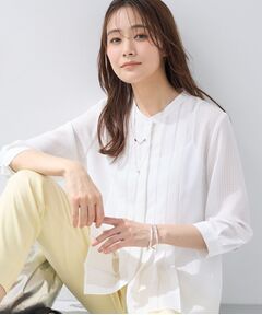 INDIVI / インディヴィ シャツ・ブラウス | 【洗える／大人シアー】タックプリーツ7分袖ブラウス