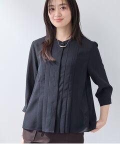 INDIVI / インディヴィ シャツ・ブラウス | 【洗える／大人シアー】タックプリーツ7分袖ブラウス