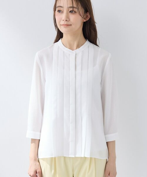 INDIVI / インディヴィ シャツ・ブラウス | 【洗える/大人シアー】タックプリーツ7分袖ブラウス | 詳細10