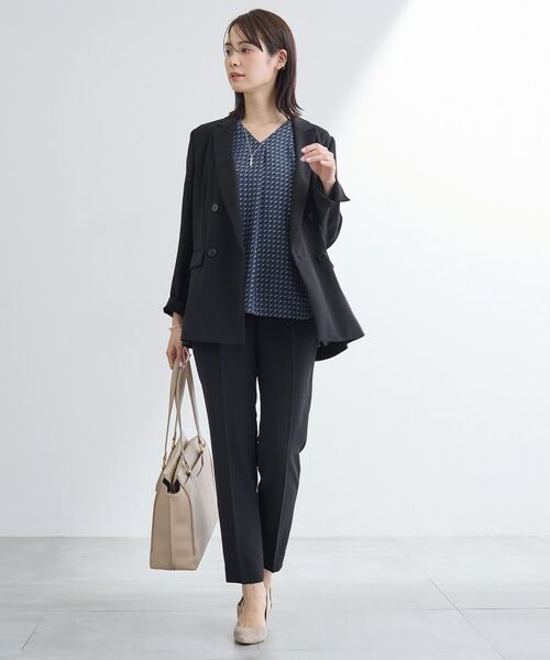 INDIVI / インディヴィ シャツ・ブラウス | 【洗える/UVケア】幾何学柄&無地 タックVネック 半袖ブラウス | 詳細16