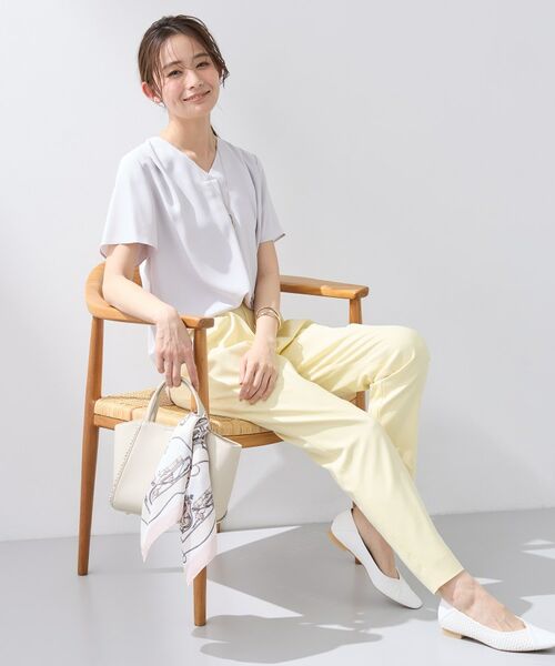 INDIVI / インディヴィ シャツ・ブラウス | 【洗える/UVケア】幾何学柄&無地 タックVネック 半袖ブラウス | 詳細19