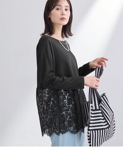 INDIVI / インディヴィ カットソー | 【洗える／レイヤードにおすすめ】レース切り替えカットソー