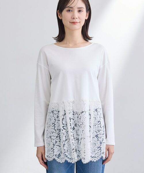 INDIVI / インディヴィ カットソー | 【洗える／レイヤードにおすすめ】レース切り替えカットソー | 詳細10
