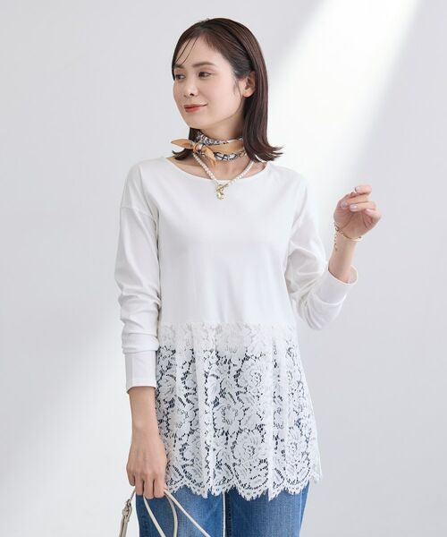 INDIVI / インディヴィ カットソー | 【洗える／レイヤードにおすすめ】レース切り替えカットソー | 詳細2