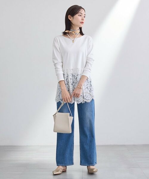 INDIVI / インディヴィ カットソー | 【洗える／レイヤードにおすすめ】レース切り替えカットソー | 詳細3