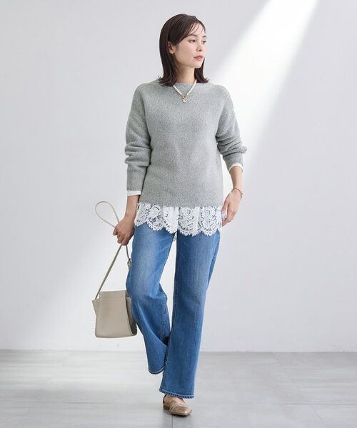 INDIVI / インディヴィ カットソー | 【洗える／レイヤードにおすすめ】レース切り替えカットソー | 詳細4