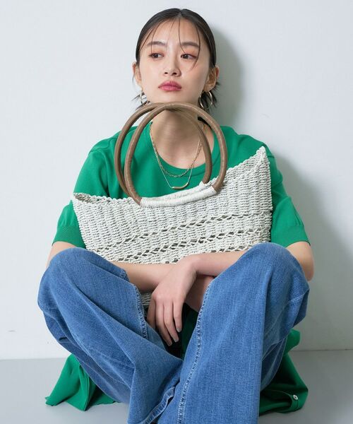 INDIVI / インディヴィ トートバッグ | 【透かし編み】ペーパーヤーン バスケットバッグ（アイボリー(004)）