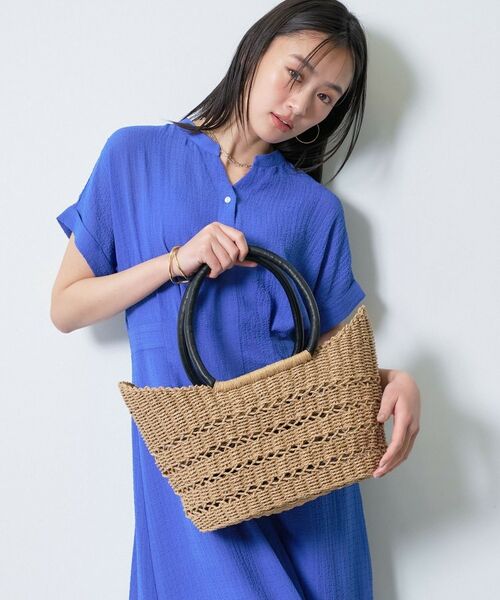 INDIVI / インディヴィ トートバッグ | 【透かし編み】ペーパーヤーン バスケットバッグ（ベージュ(052)）