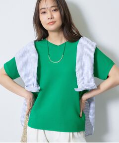 INDIVI / インディヴィ ニット・セーター | 【洗える】ガーター編みVネックニットT