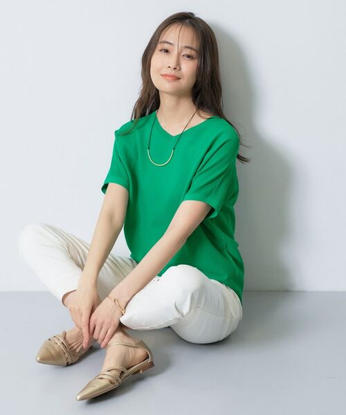 INDIVI / インディヴィ ニット・セーター | 【洗える】ガーター編みVネックニットT | 詳細7