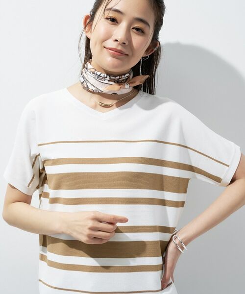 INDIVI / インディヴィ ニット・セーター | 【洗える】ガーター編みVネックニットT（モカブラウン(342)）