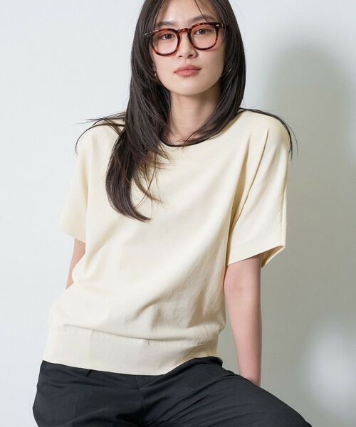 INDIVI / インディヴィ ニット・セーター | 【洗える／コットン】ドライタッチさらりニットT（グレージュ(350)）