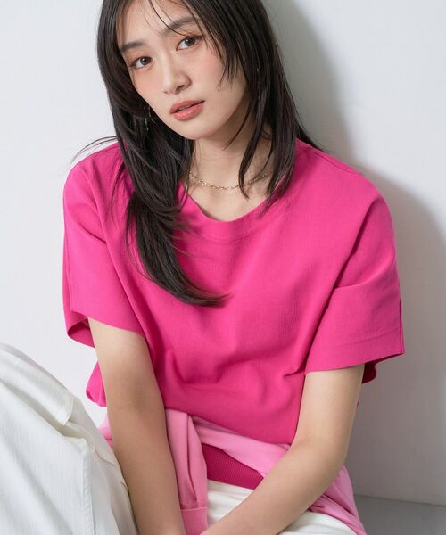 INDIVI / インディヴィ ニット・セーター | 【洗える／コットン】ドライタッチさらりニットT（ピンク(073)）