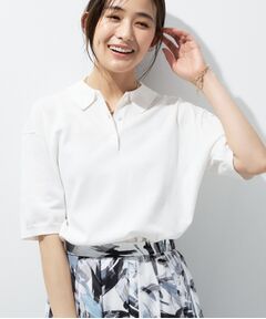 INDIVI / インディヴィ ニット・セーター | 【洗える／コットン】ドライタッチさらりポロ衿ニットT