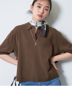 INDIVI / インディヴィ ニット・セーター | 【洗える／コットン】ドライタッチさらりポロ衿ニットT