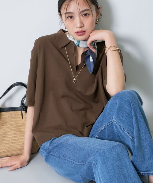 INDIVI / インディヴィ ニット・セーター | 【洗える／コットン】ドライタッチさらりポロ衿ニットT | 詳細10