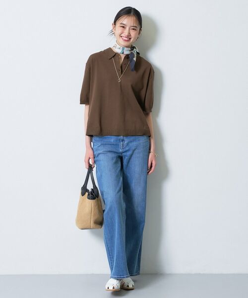 INDIVI / インディヴィ ニット・セーター | 【洗える／コットン】ドライタッチさらりポロ衿ニットT | 詳細11