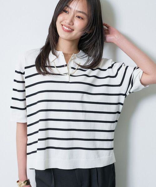 INDIVI / インディヴィ ニット・セーター | 【洗える／コットン】ドライタッチさらりポロ衿ニットT | 詳細14
