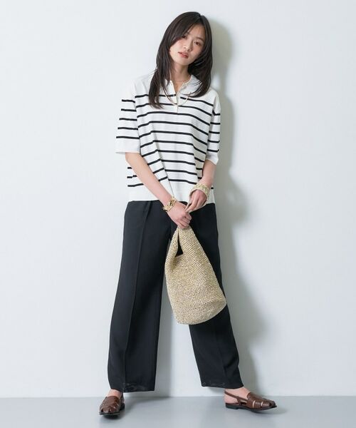 INDIVI / インディヴィ ニット・セーター | 【洗える／コットン】ドライタッチさらりポロ衿ニットT | 詳細16