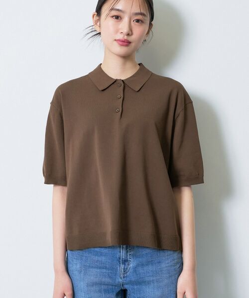 INDIVI / インディヴィ ニット・セーター | 【洗える／コットン】ドライタッチさらりポロ衿ニットT | 詳細18