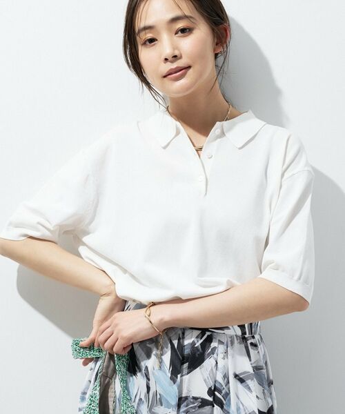 INDIVI / インディヴィ ニット・セーター | 【洗える／コットン】ドライタッチさらりポロ衿ニットT | 詳細2