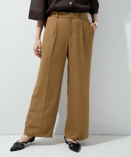 INDIVI / インディヴィ パンツ | 【洗える／メッシュ素材／SETUP可能】ワイドパンツ（キャメルブラウン(041)）